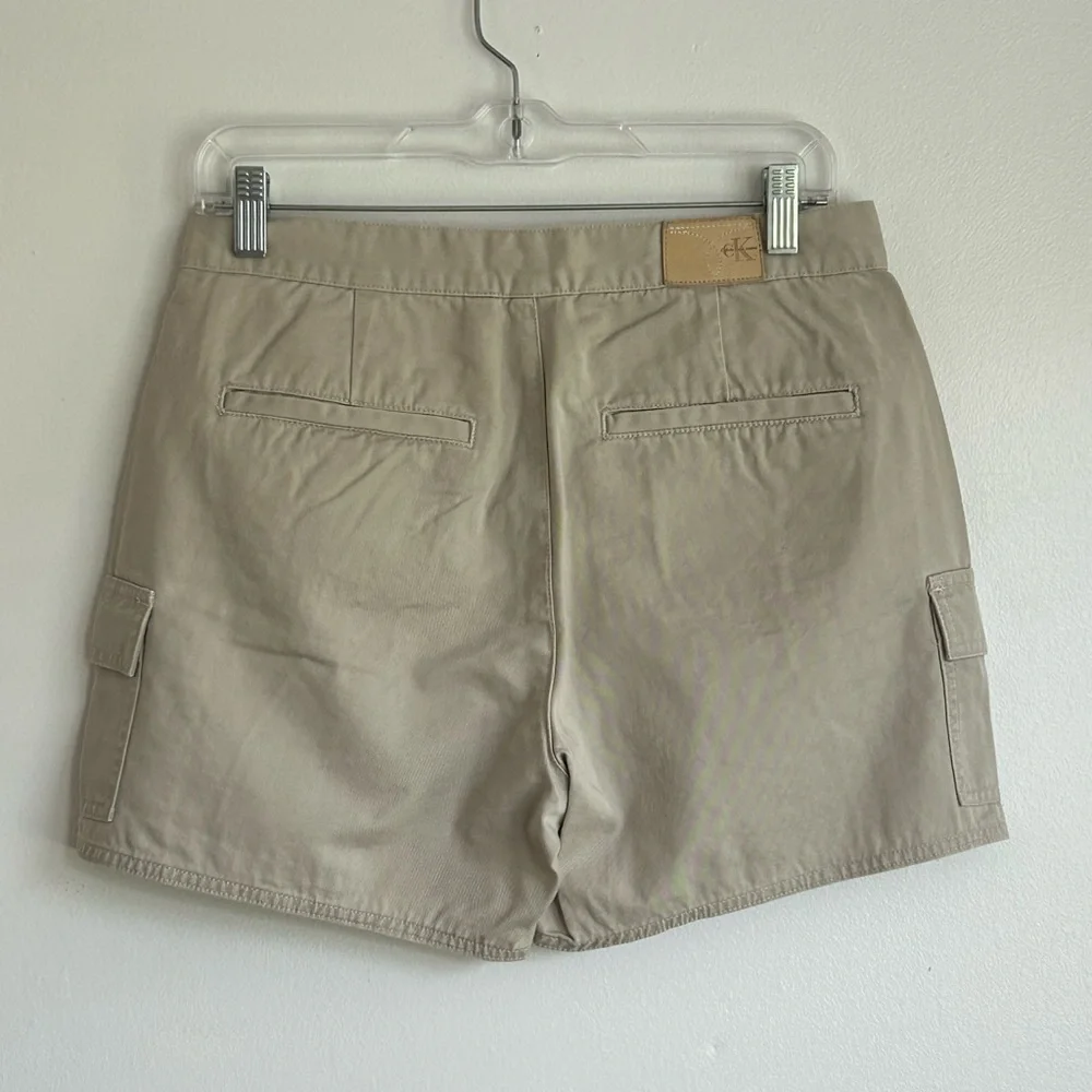 90s Calvin Klein Khaki Cargo Shorts Vintage Y2K Cotton Casual Minimalist Tan